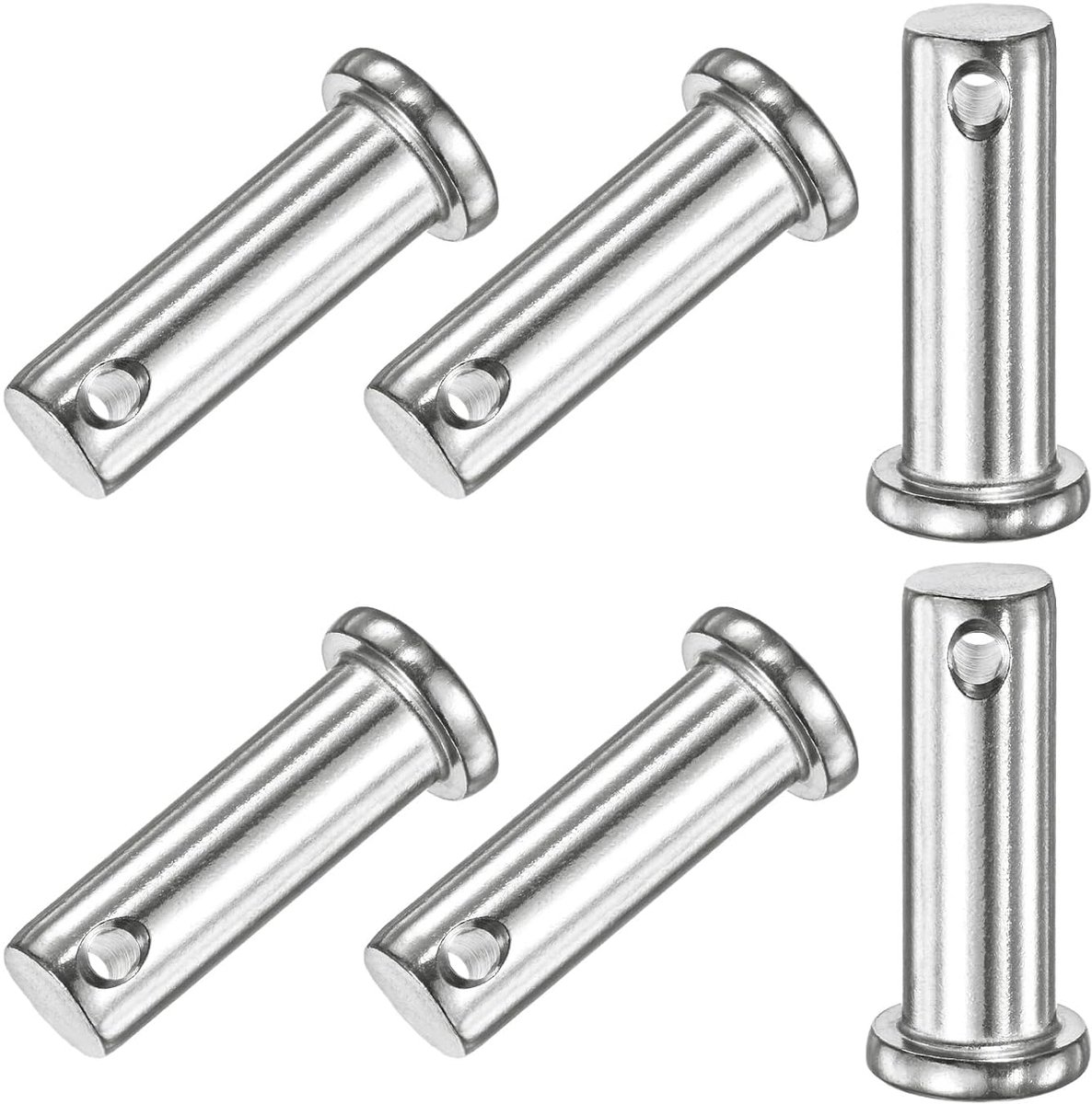 METERXITY Set van 6 vorkpennen met enkel gat, M10 x 30 mm, platte kopvorkpennen van roestvrij staal 304, herbruikbaar verbindingsscharnier