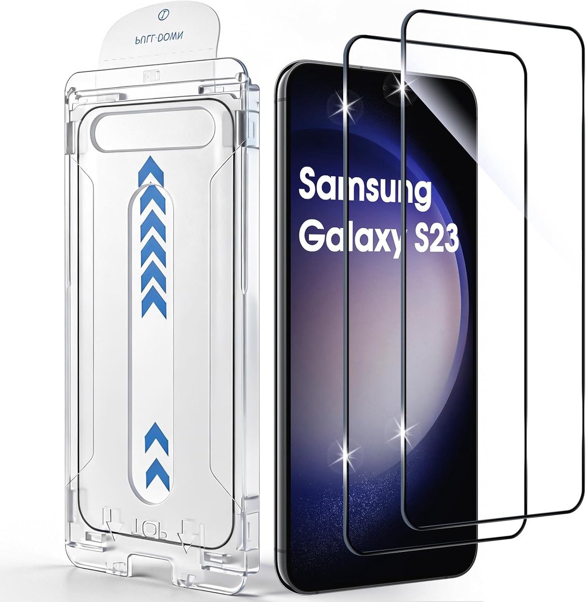 Displaybeschermfolie voor Samsung Galaxy S23 5G, gehard glas, 9H, Ultra HD, krasbestendig, 0,33 mm, touchscreen, zonder luchtbellen, snelle installatie, 2 stuks
