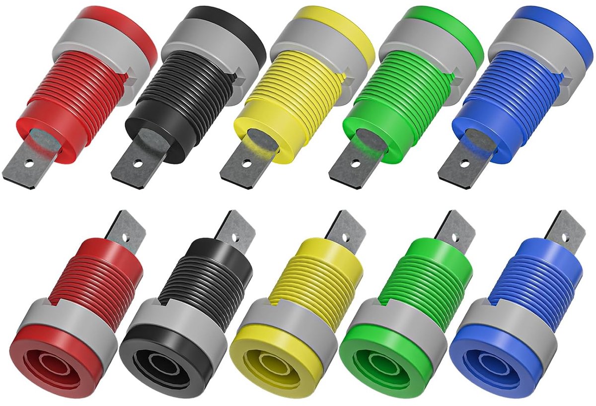 10 stuks 4 mm bananenbussen paneelmontage-stopcontacten adapter in vijf kleuren voor 4 mm bananenstekkers