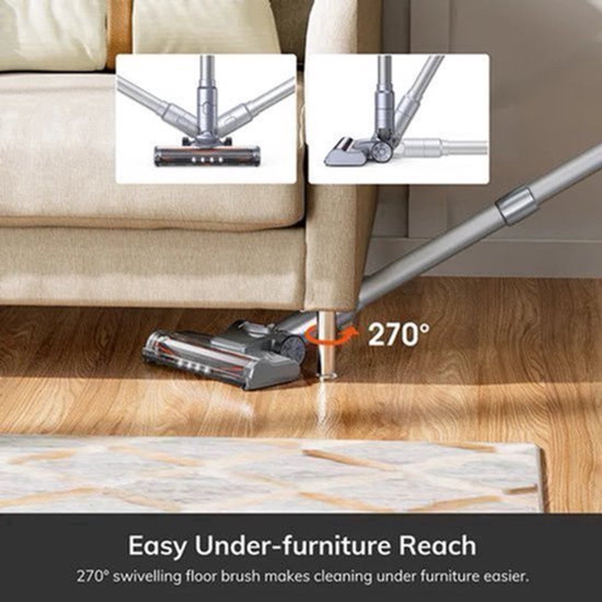 Steelstofzuiger - Vacuum Cleaner - Draadloze Stofzuiger- Kruimeldief Snoerloos - met 21kPa Zuigkracht - Handstofzuiger - LED-Verlichting, 40 Min. Gebruiksduur, 1.2L Stofreservoir