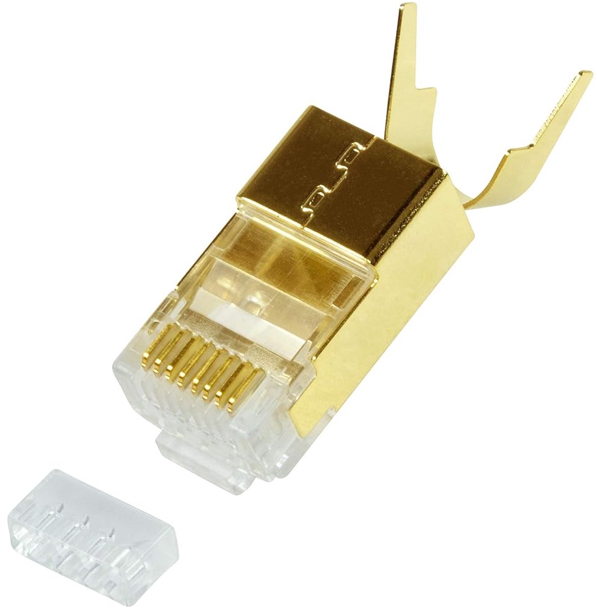 10x RJ45 Stekker CAT7/CAT6A/CAT8.1 Goud Metaal Grijs