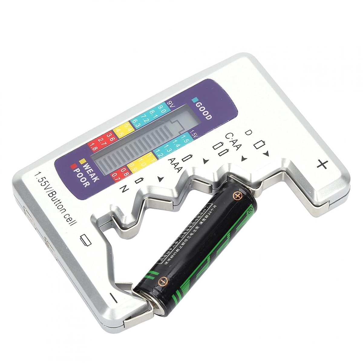 Batterij Tester, Batterij Capaciteit Detector Checker Meetinstrument 90 x 60mm, voor AA, AAA, 9V vierkante batterij en oplaadbare batterij