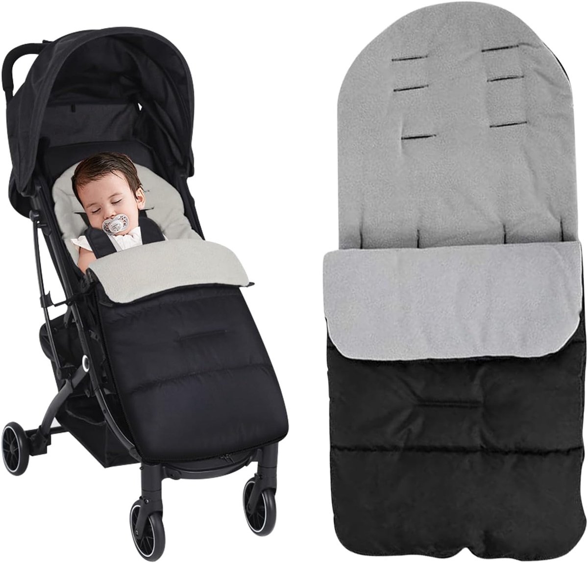 Winterslaapzak voor pasgeborenen, universeel, voor pushchair, babyslaapzak, thermische slaapzak, deken voor kinderwagen en buggy-accessoires (grijs)