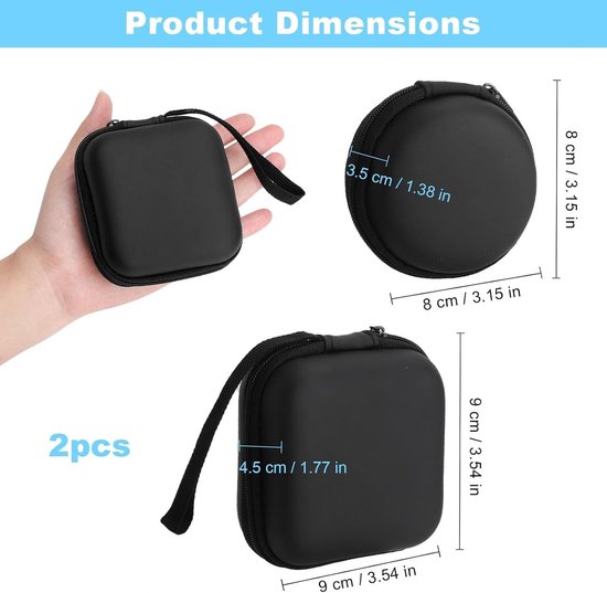 2 stuks mini-hoofdtelefoontas, hoofdtelefoontas, case, hoes voor AirPods Pro 3, headset-opbergtas, hoofdtelefoon, beschermtas, stootvaste oordopjes, hoes, etui voor in-ear oordopjes, MP3-speler — afbeelding 2