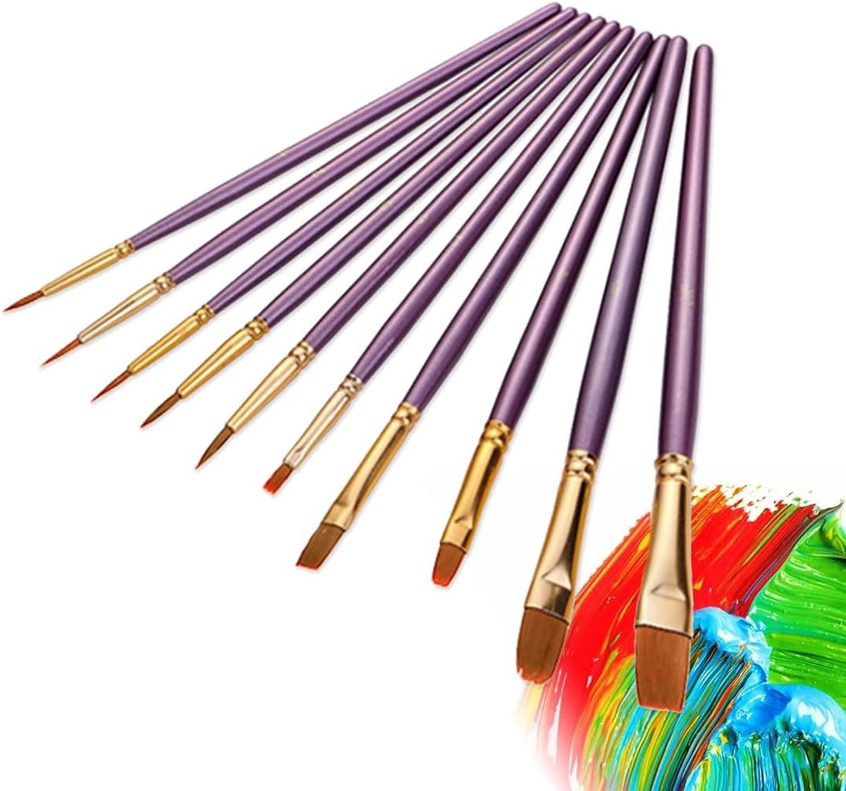 10 stuks aquarelpenselen set pastel aquarel penseel professionele aquarel penseel nylon ronde punt kattentong voer dollk wassen volwassenen beginners