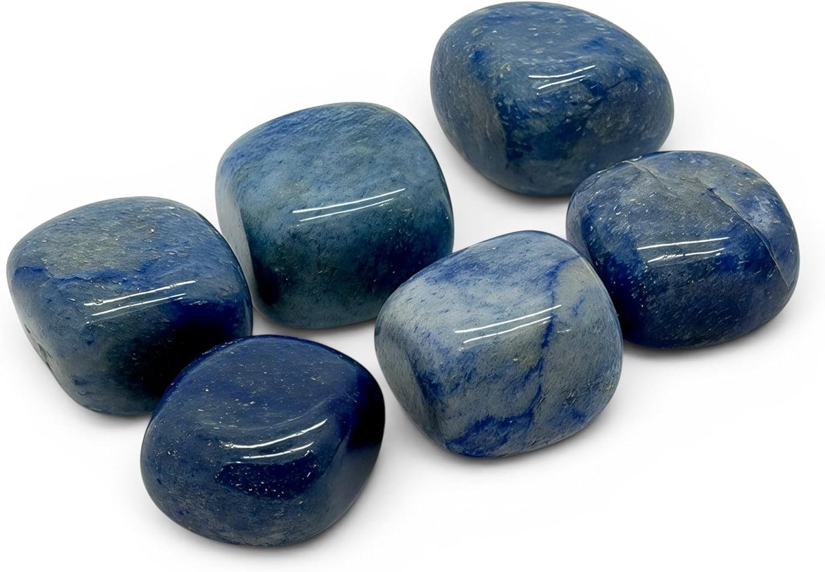 Blauwe natuursteen, gepolijst, AAA-kwaliteit, 4 stuks, natuurlijke kristallen en edelstenen, chakra-genezing, helende stenen (aventurijnblauw)
