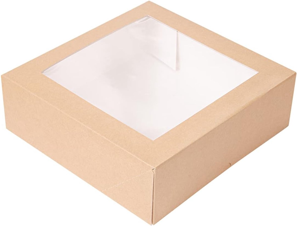 García de Pou 50 stuks - gebakdozen met venster 'Thepack' 240 g M2 Opp 23 x 23 x 7,5 cm natuurlijk karton Nano-Micro