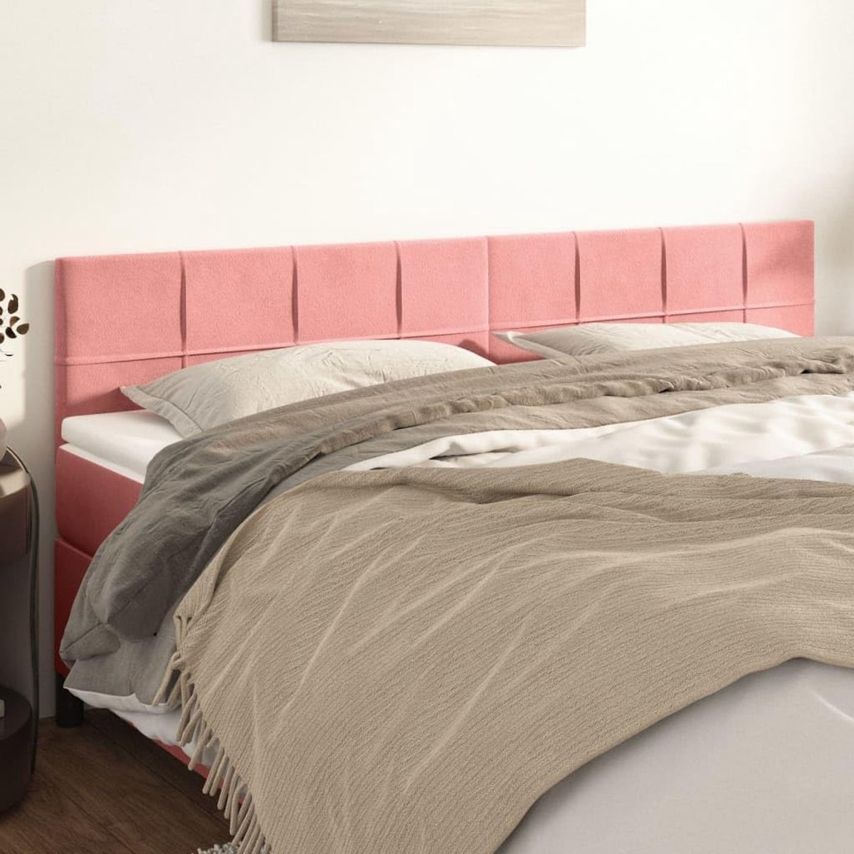 Hoofdsteunen 2 stuks roze 90 x 5 x 78/88 cm fluwelen hoofdeinde voor slaapkamer slaapkamer meubels hotels