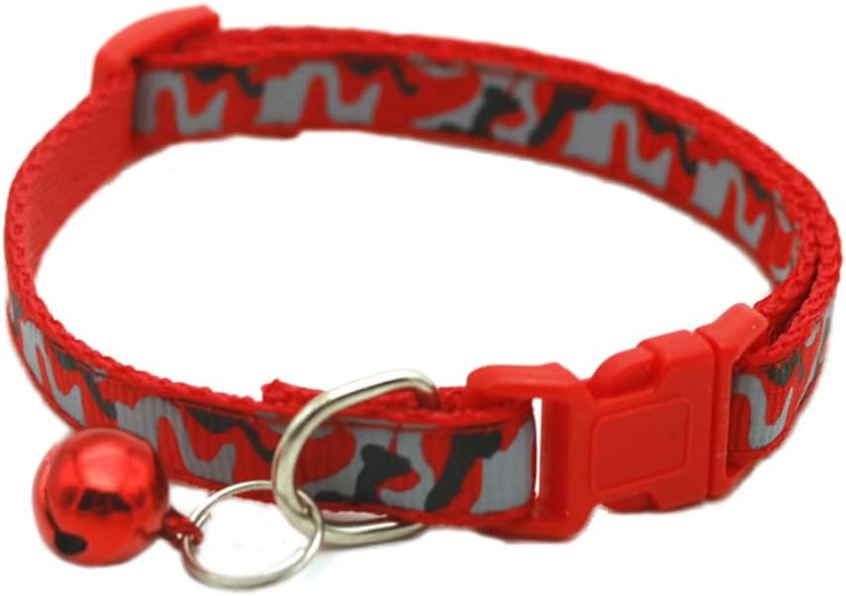 Kattenhalsband met Bells - Rood