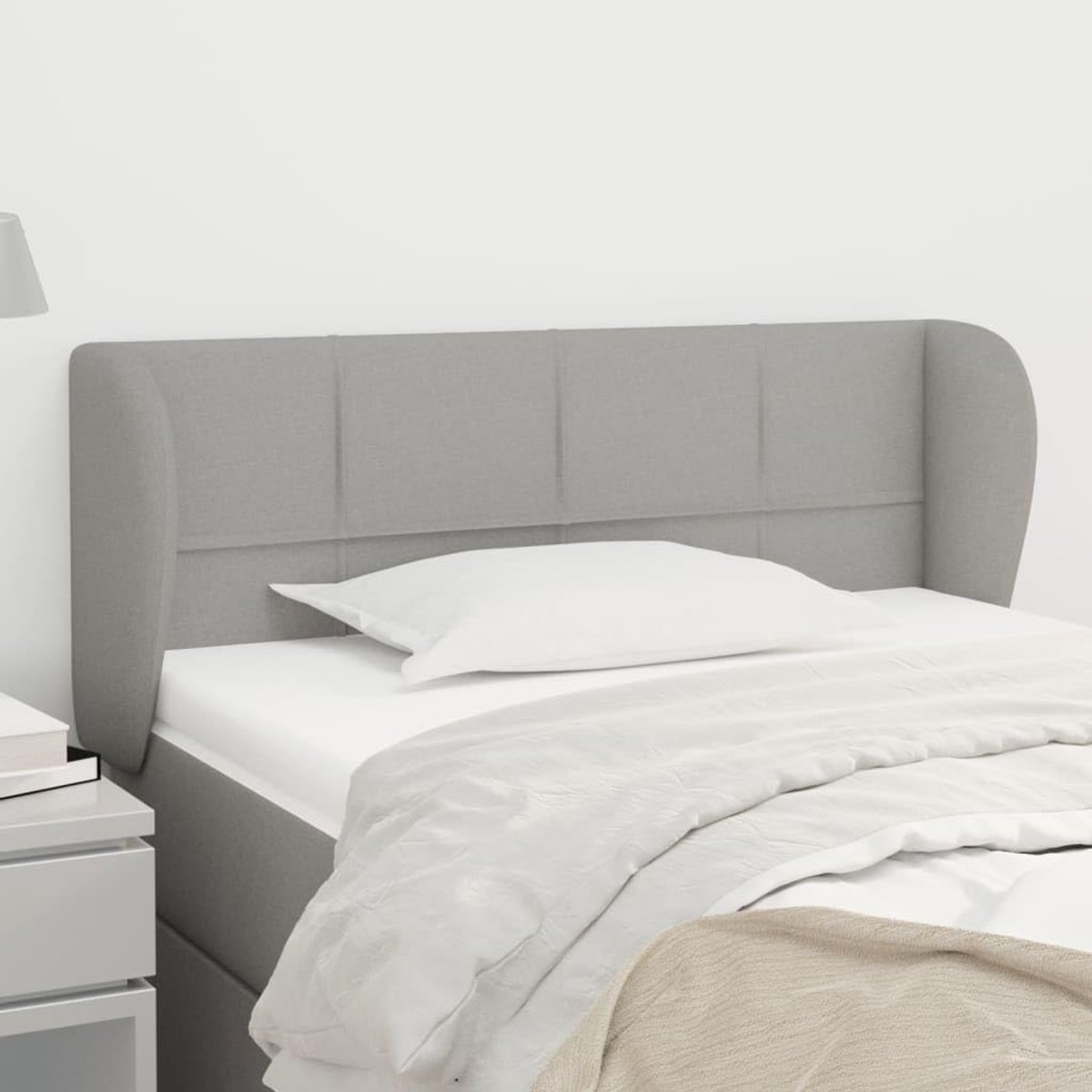 Hoofdeinde met oren, lichtgrijs, 83 x 23 x 78/88 cm, stof, hoofdeinde, slaapkamer, meubels voor slaapkamer, hotels