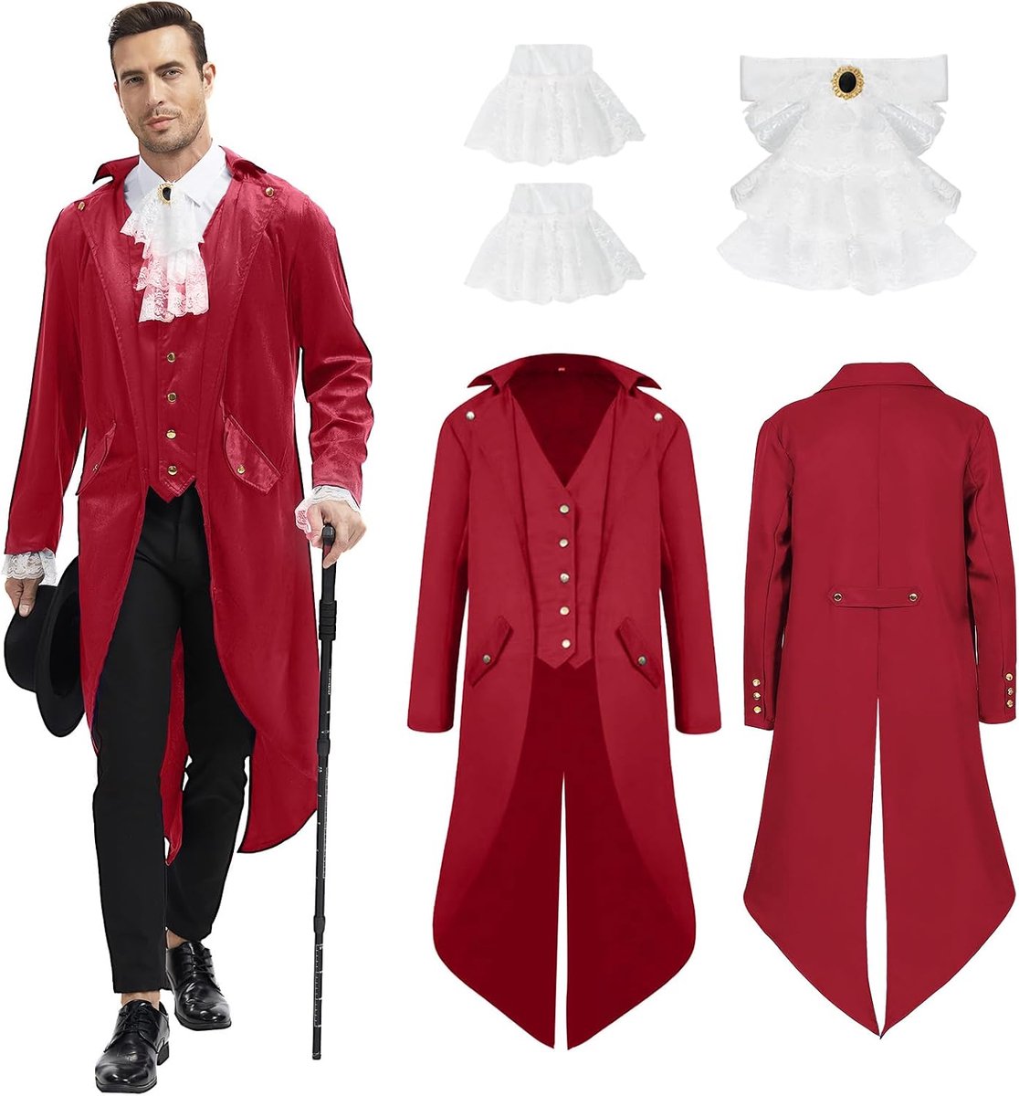 herenjas, gothic frack herenjas, middeleeuwse Victoriaanse vintage jas, uniform, lange smoking, Halloween, party, carnaval, cosplay kleding