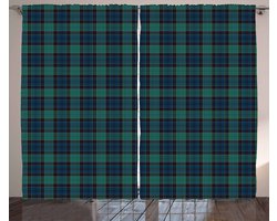 ABAKUHAUS Tartan Gordijnen, Traditioneel Quilt Design Schots Folklore Elementen Geruit Patroon, 2-delige gordijnset voor woonkamer en slaapk