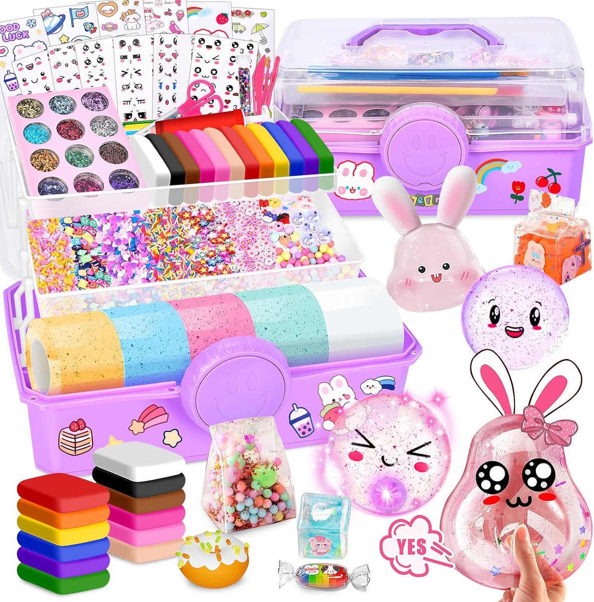 96-delige Nano Tape Bubbles Kit, knutselset voor kinderen, met 5 kleurrijke nano-tape + 91 glitter en stickers materiaal, verjaardagscadeau