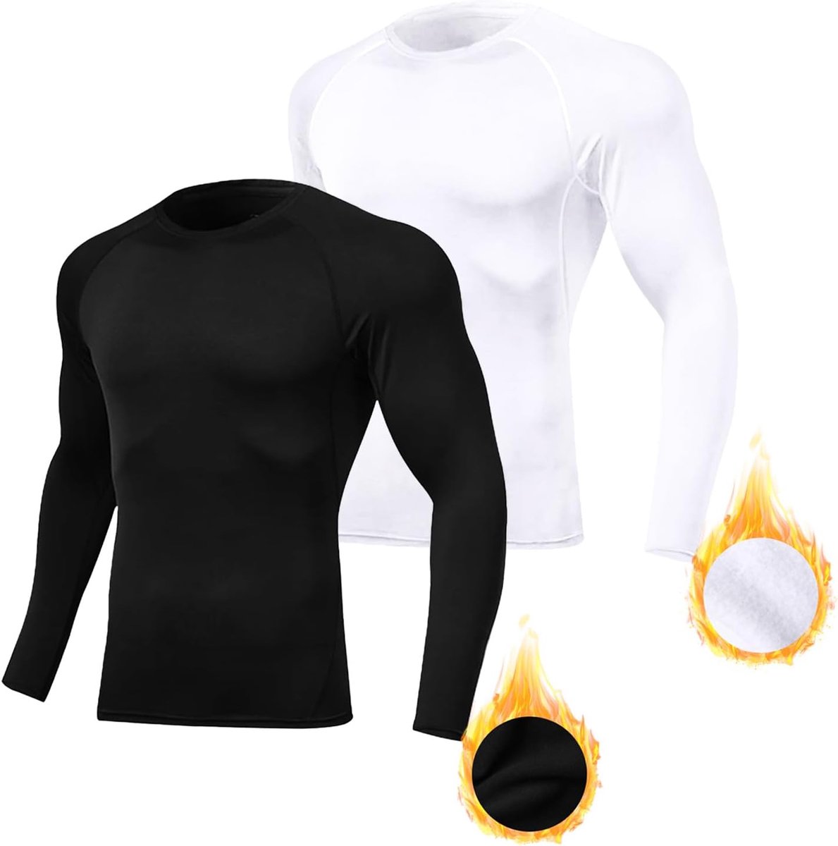 Thermische top voor heren, fleece gevoerde winteronderlaag, ademend, atletisch, heren, sport, lange mouwen, fitnesspanty's voor hardlopen, basketbal, gym