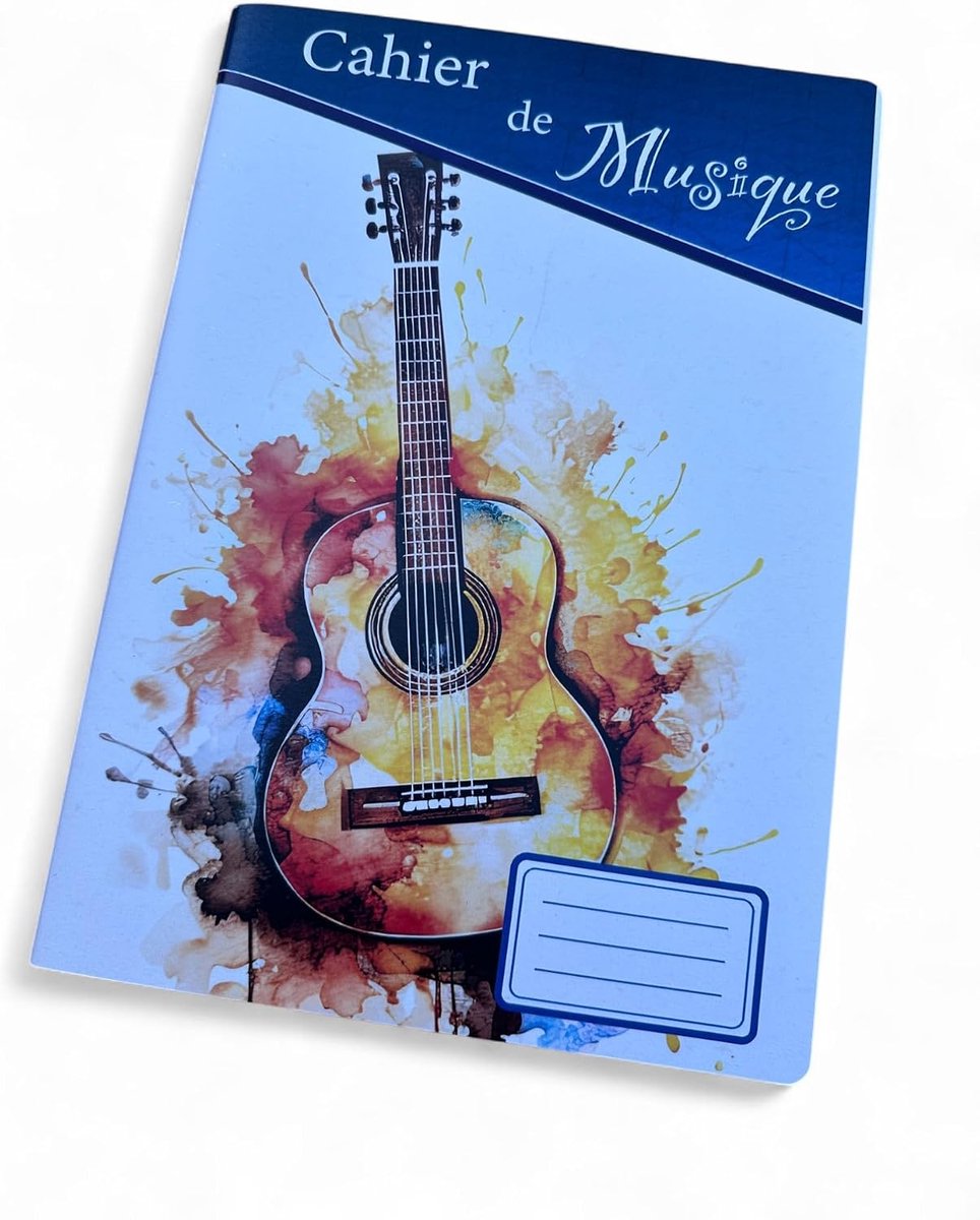 Muziekschrift, 40 pagina's, pagina's, formaat 21 x 30 cm, gekleurde omslag om te personaliseren, ideaal voor studenten, lessen en leren (gitaar)
