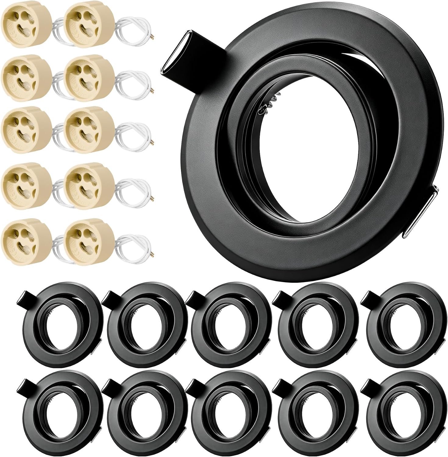 GU10-set, 10 stuks, rond, zwart