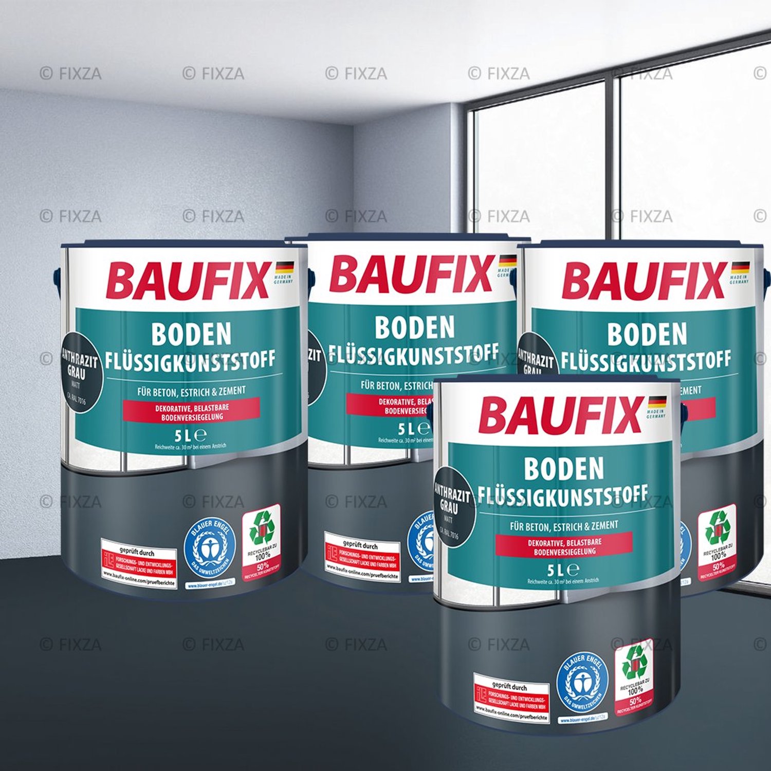 BAUFIX Betonverf vloeren Voordeelverpakking antraciet grijs 60 m²