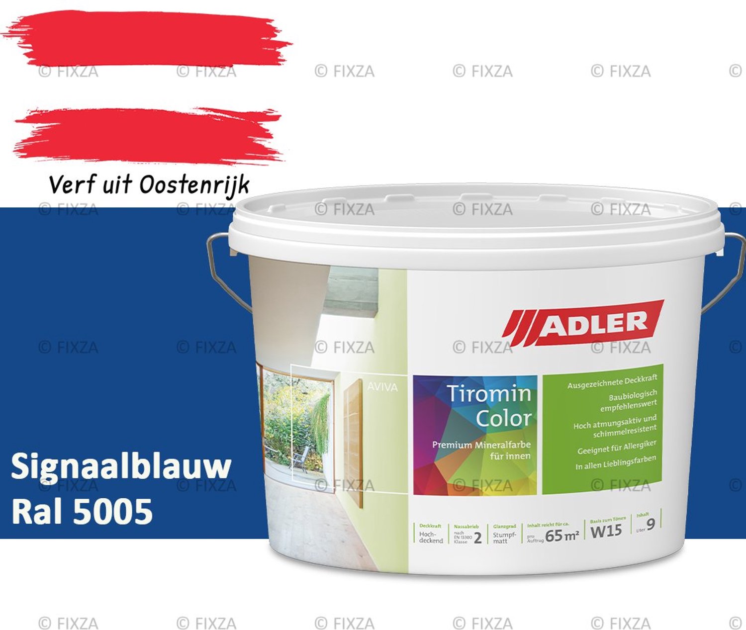ADLER Aviva Tiromin-Color Silicaat Muurverf Binnen – 1 Liter – RAL 5005 Signaalblauw, Hoogdekkende & Ademend – Ecologische Schimmelwerende Wandverf