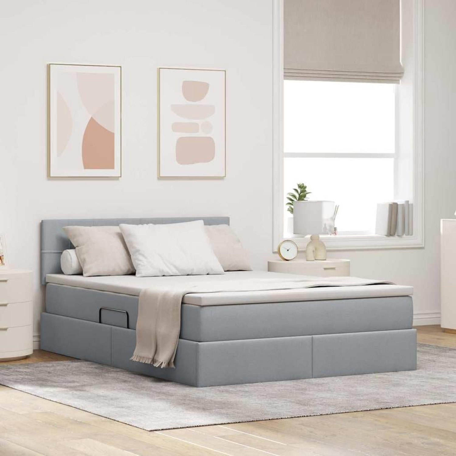 Opbergbed met hydraulisch liftsysteem Modern minimalistisch Lichtgrijs