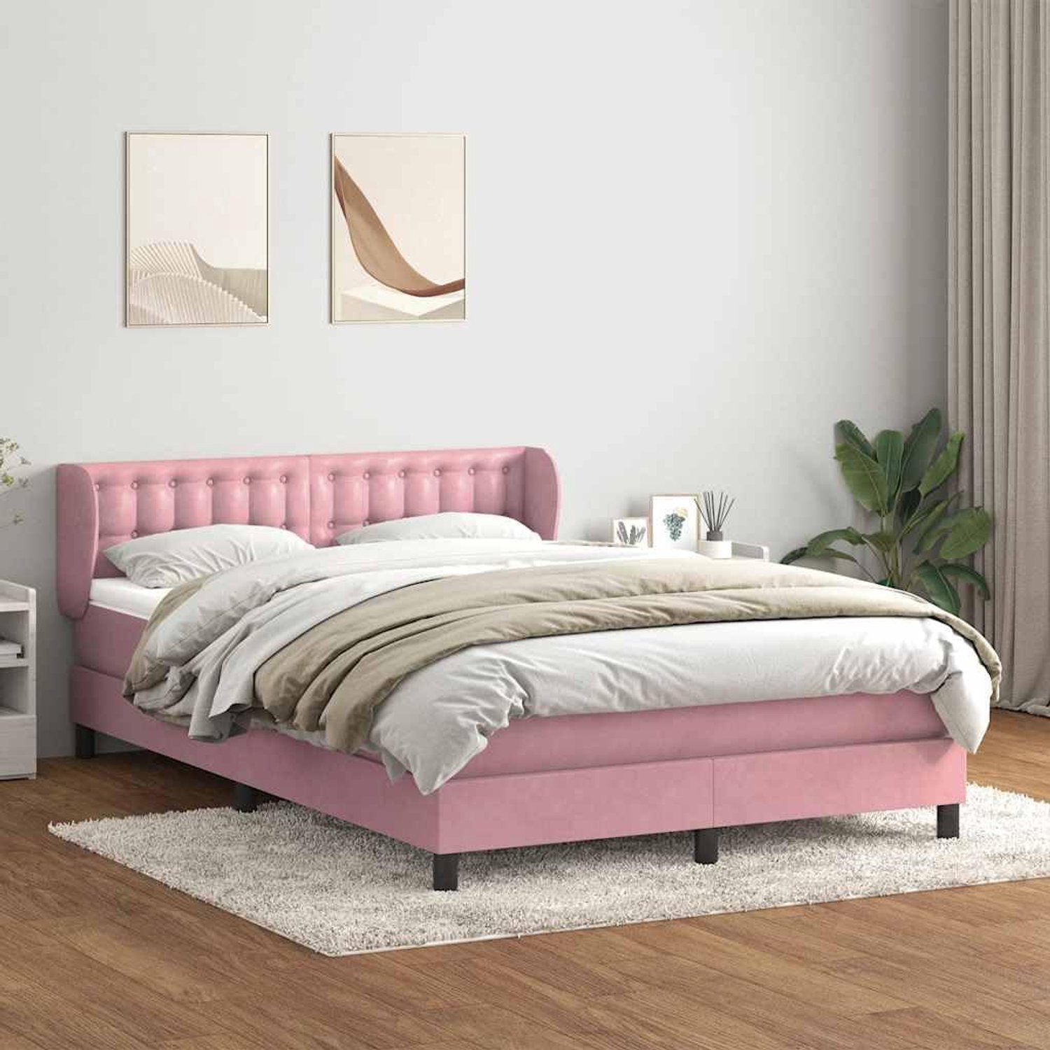 Boxspring met pocketveren roze 140x210 cm