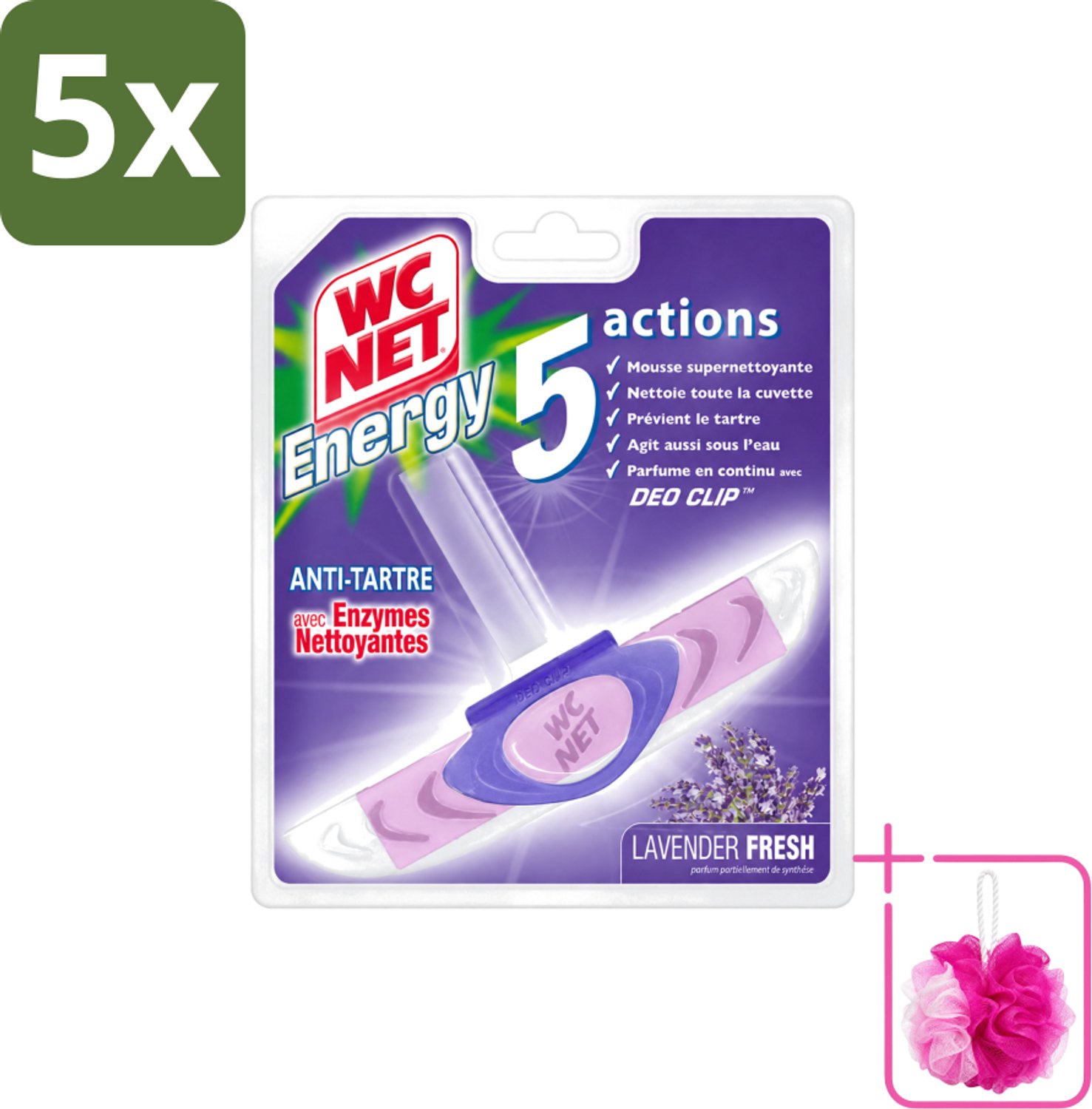 5 x WC Net - Toiletblok - Lavendel - 1 Blokje - Bulkverpakking - Toilet net - Douchemop - Toilet reiniger