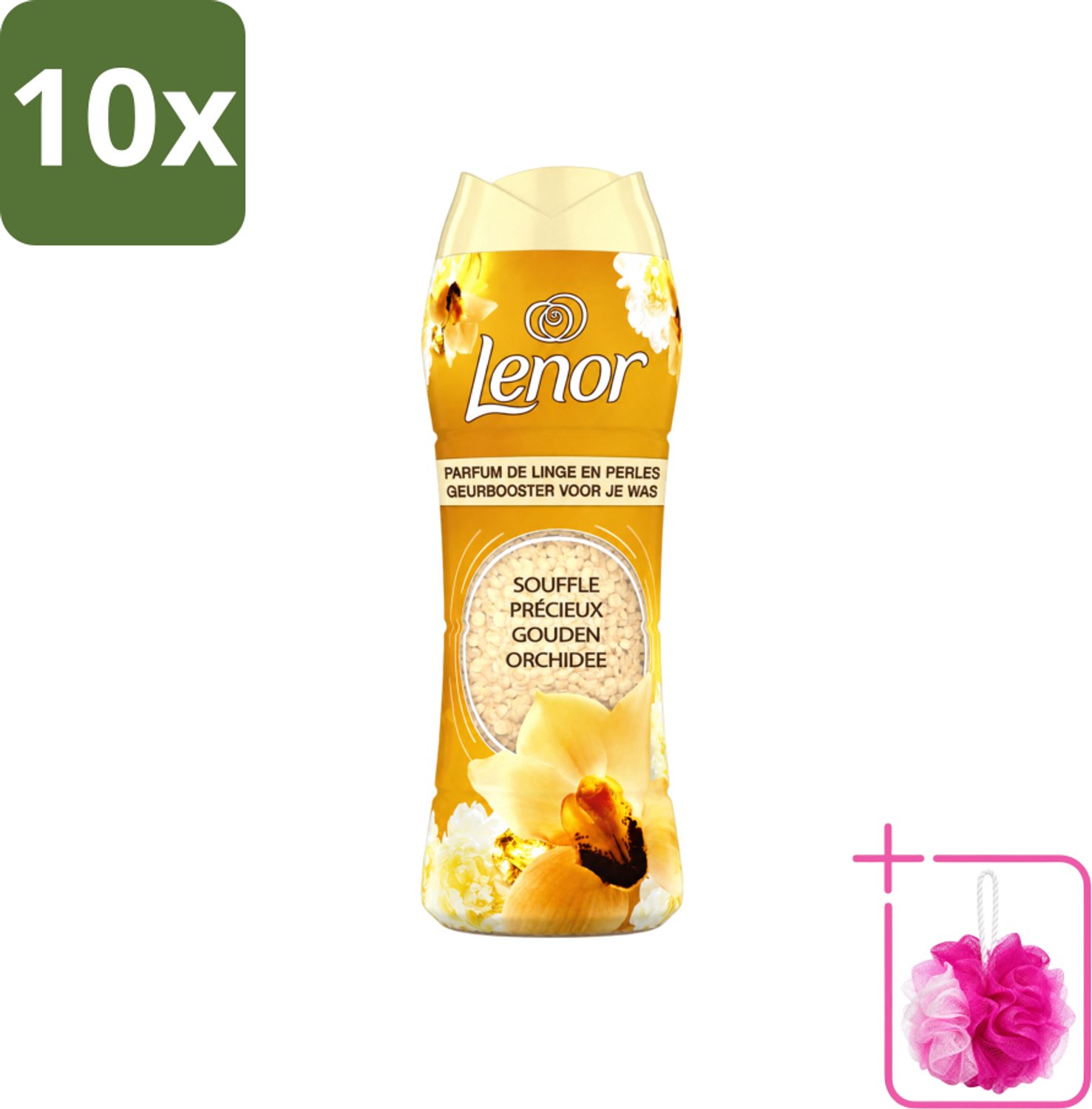 10 x Lenor - Geurbooster - Gouden Orchidee - 22 Wasbeurten - Bulkverpakking - Geurbooster was - Douchemop - Geur in was