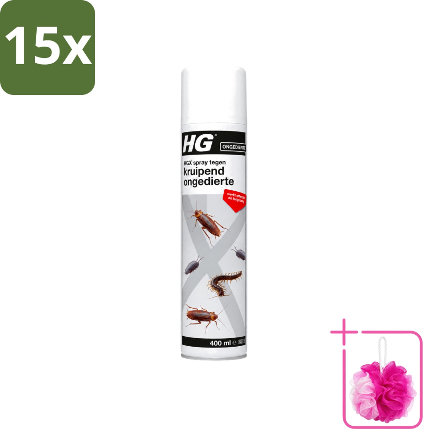 15 x HG X - Spray tegen Kruipend Ongedierte - Effectieve Bestrijding - 400 ml - Bulkverpakking - Kruipend ongedierte bestrijding - Douchemop - Mieren bestrijding