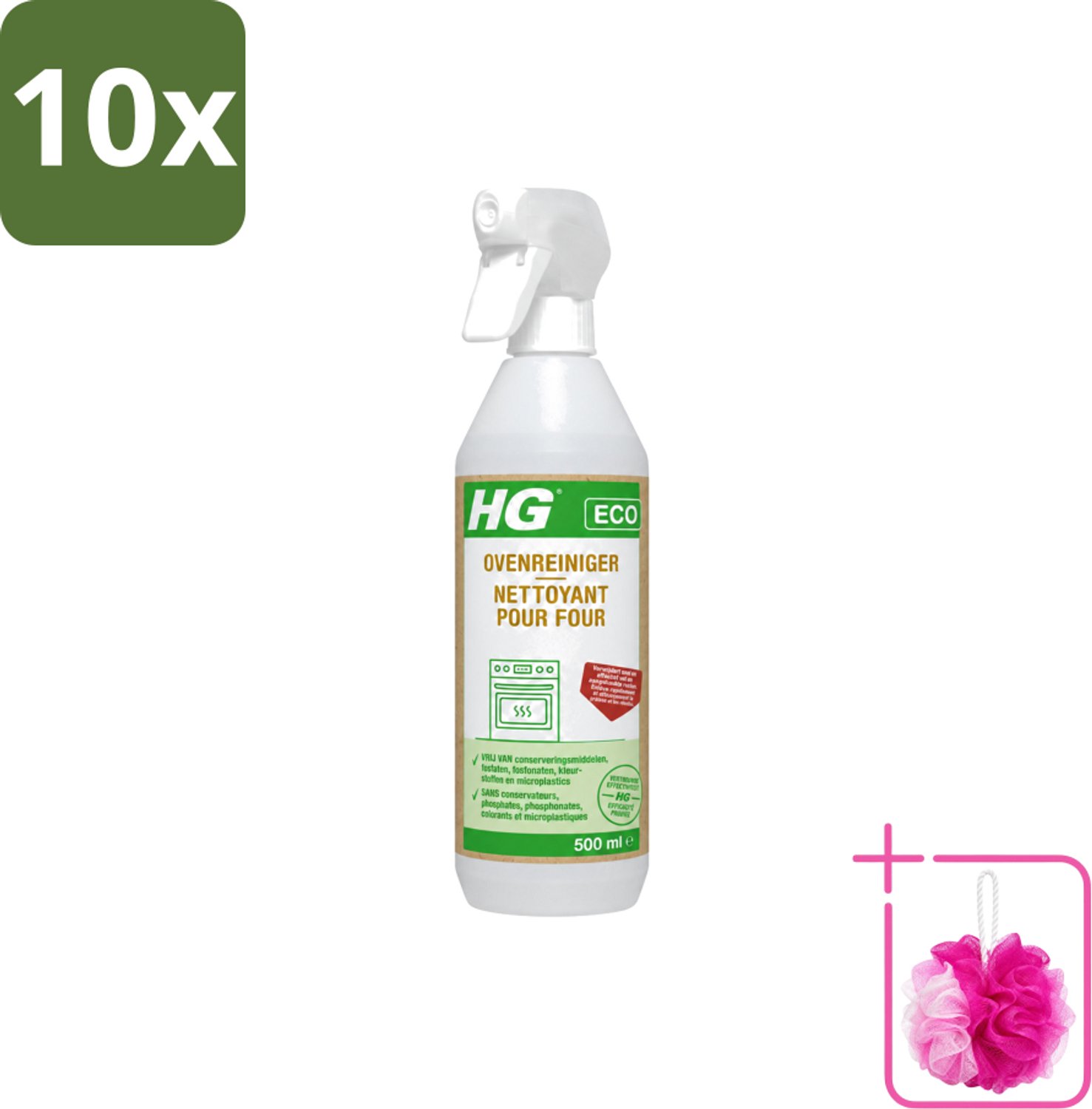 10 x HG ECO - Ovenreiniger - Verwijdert Snel & Effectief - Duurzaam & Ecologisch - 500 ml - Bulkverpakking - Oven reinigen - Douchemop - Vet verwijderen