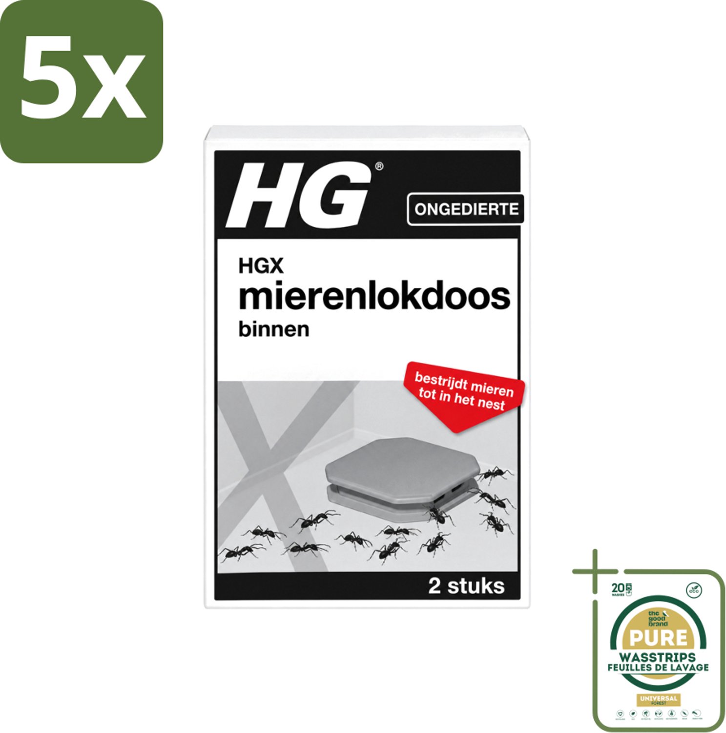 5 x HG X - Ongedierte - Mierenlokdoos Binnen - Bestrijdt Tot In Het Nest - 2 Doosjes - Wasstrips - Mierenbestrijding Binnen - Mierenlokdoos - Mierenbestrijding - Mierenbestrijding In Huis - Mierenbestrijding Op Looproutes