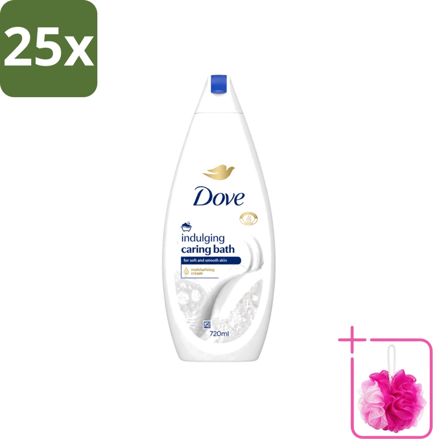 25 x Dove – Badcrème – Indulging Cream – 720 ml - Bulkverpakking - Badcrème - Douchemop - Badcrème 720 ml
