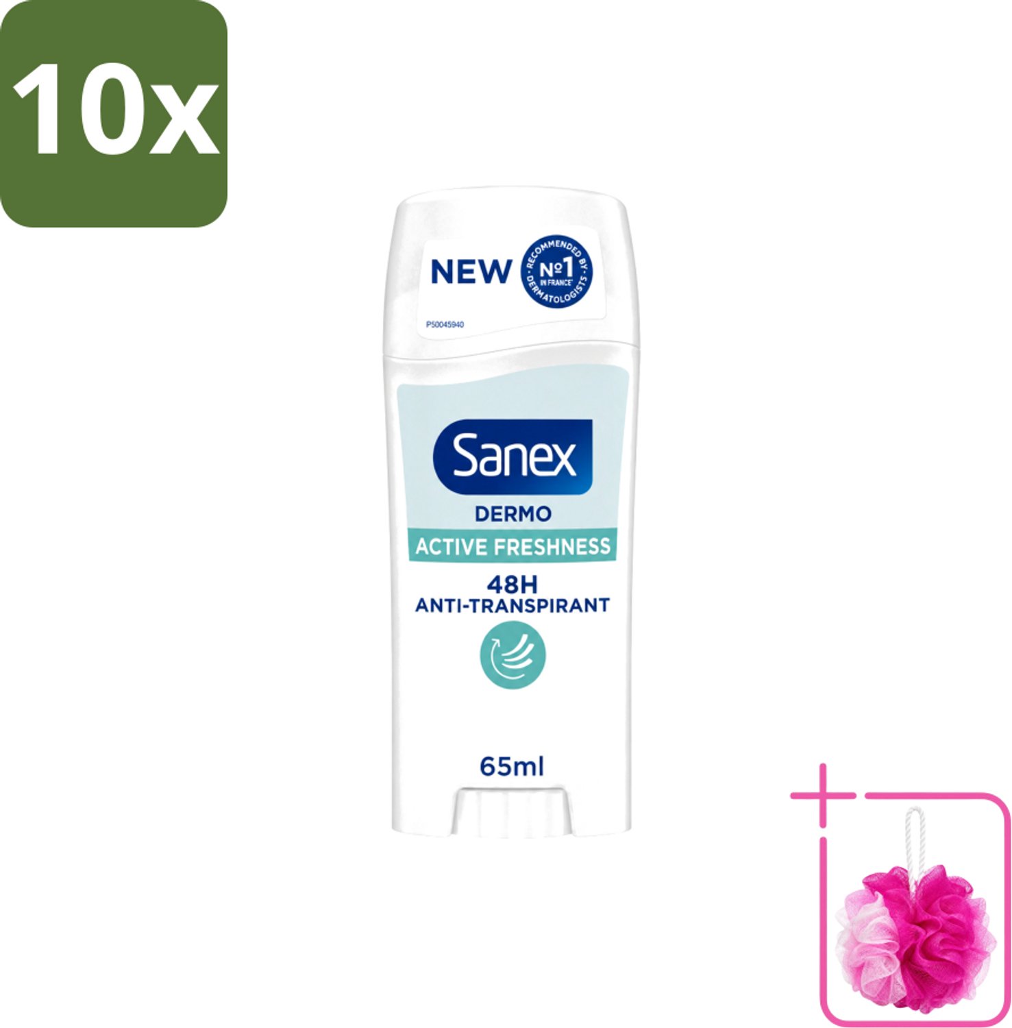 10 x Sanex – Deodorant Stick – Dermo Active Freshness – 65 ml - Bulkverpakking - Deodorantstick - Douchemop - Frisheid