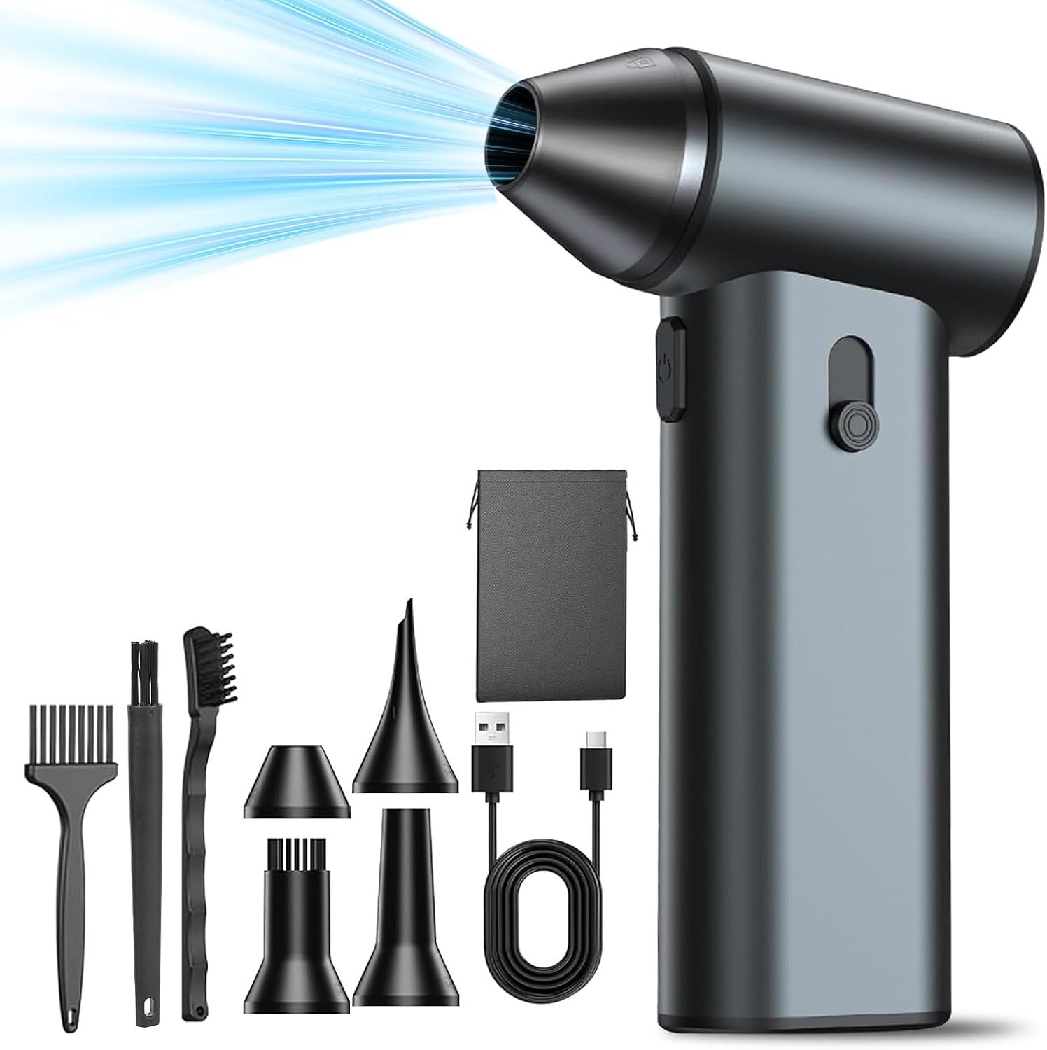 Stofblazer, 180.000 tpm, compressored Air Duster, naar wens instelbaar, 7500 mAh, USB-oplaadbaar, persluchtspray, pc-reinigingsset, blazer voor laptops, auto's, toetsenborden