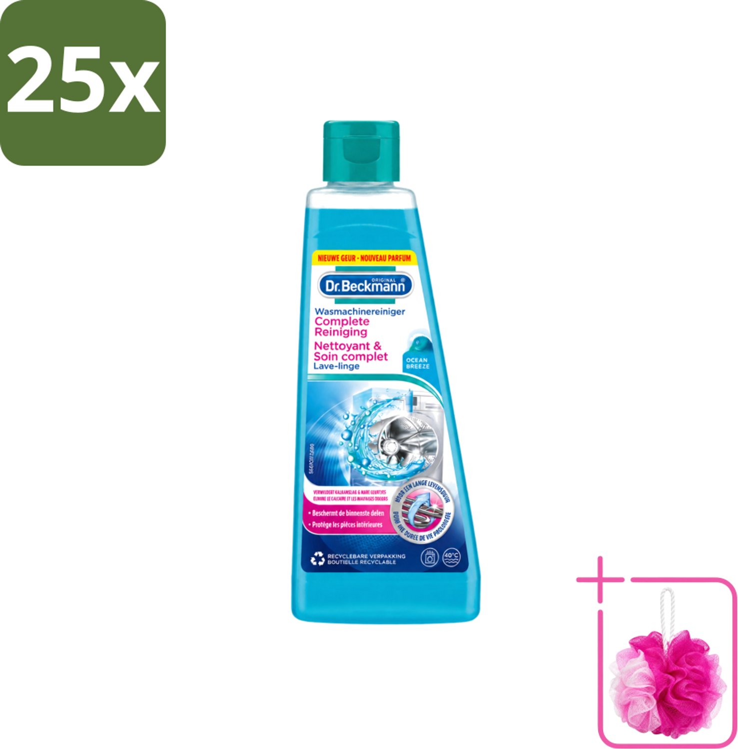 25 x Dr.Beckmann - Wasmachinereiniger - Ocean Breeze - Anti-Kalk - 250 ml - Bulkverpakking - Wasmachine reinigen - Douchemop - Kalk verwijderen