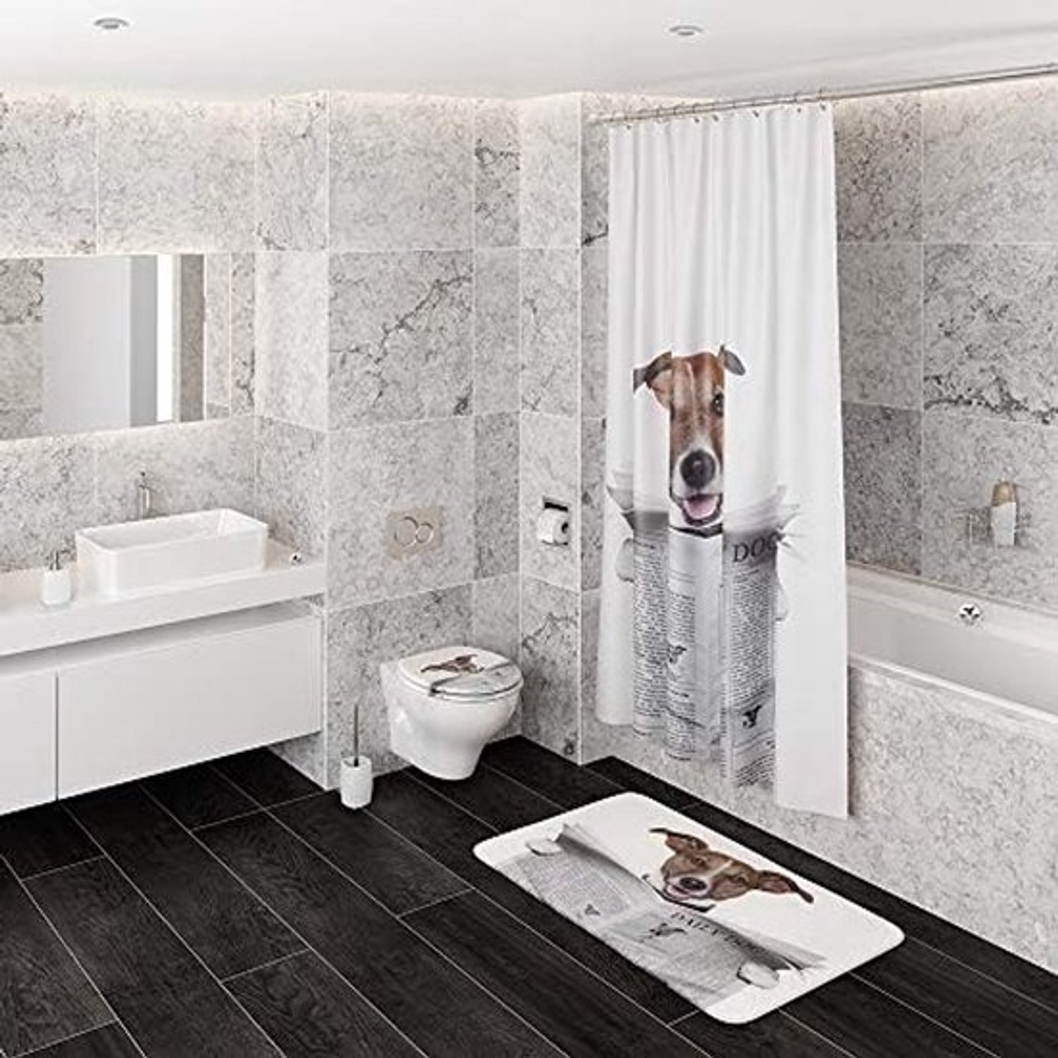 Toiletbril - WC-bril met deksel - Badkamerrenovatie - Eenvoudige montage - Krantenprint