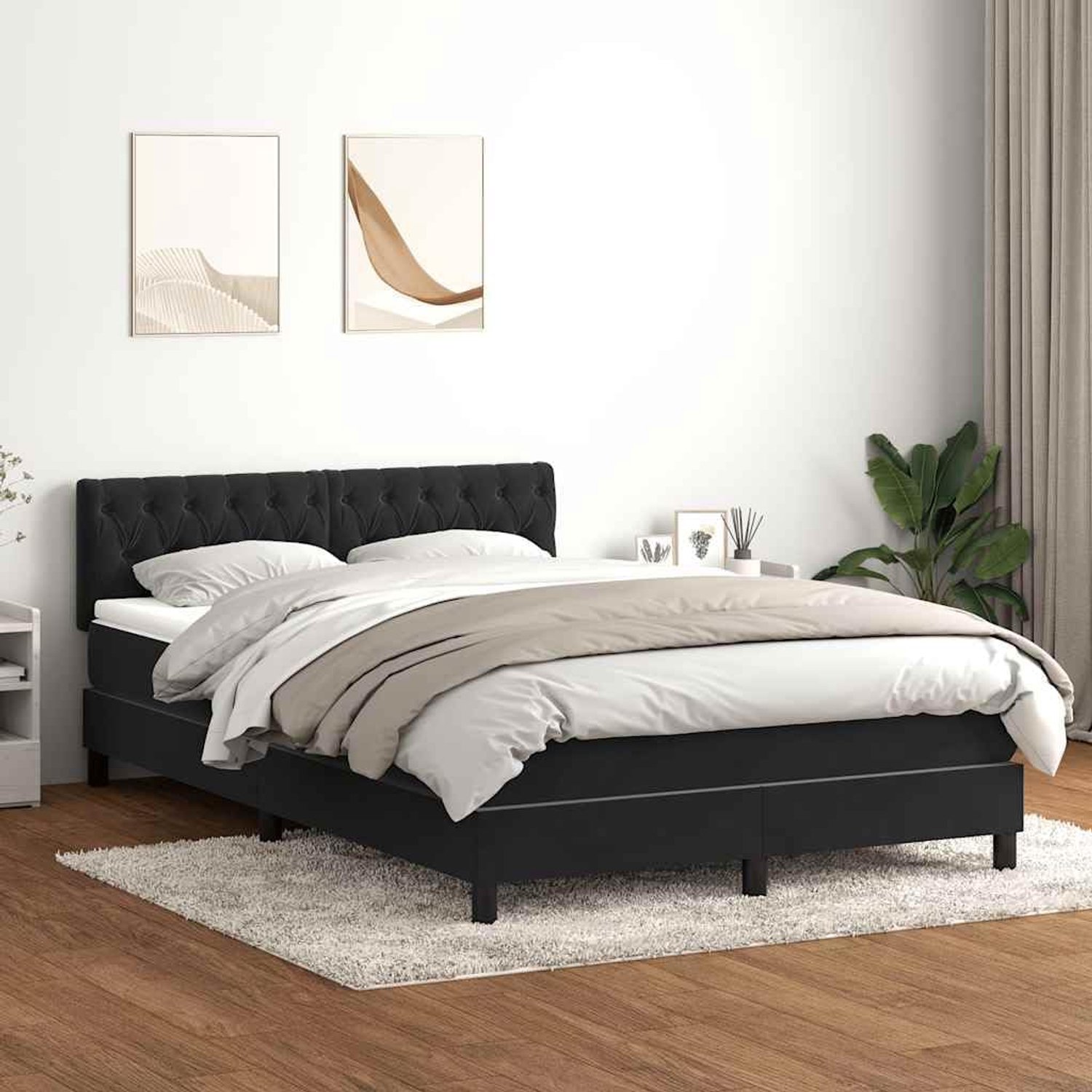 Pocketvering boxspring Zwart 160x210 cm