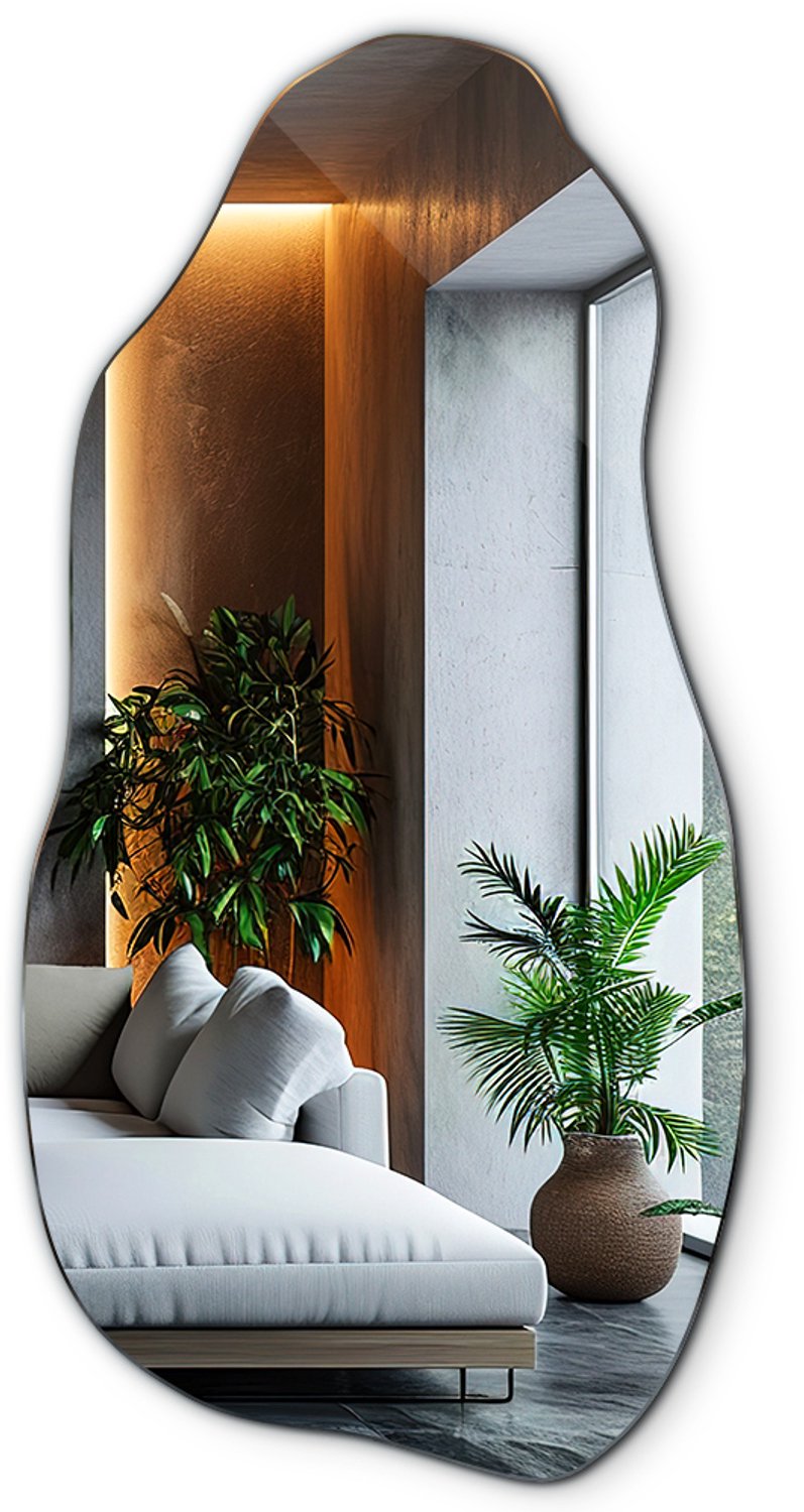 WallMuralia - Spiegel asymmetrisch - 50 x 100 cm - Spiegel onregelmatig - Decoratieve wandspiegel - Spiegel organische vorm