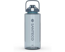 SANTECO Waterfles 2000 ml BPA-vrij met rietje, ultralicht, draagbaar Stijlvol Gemakkelijk schoon te maken Praktische - Homevero