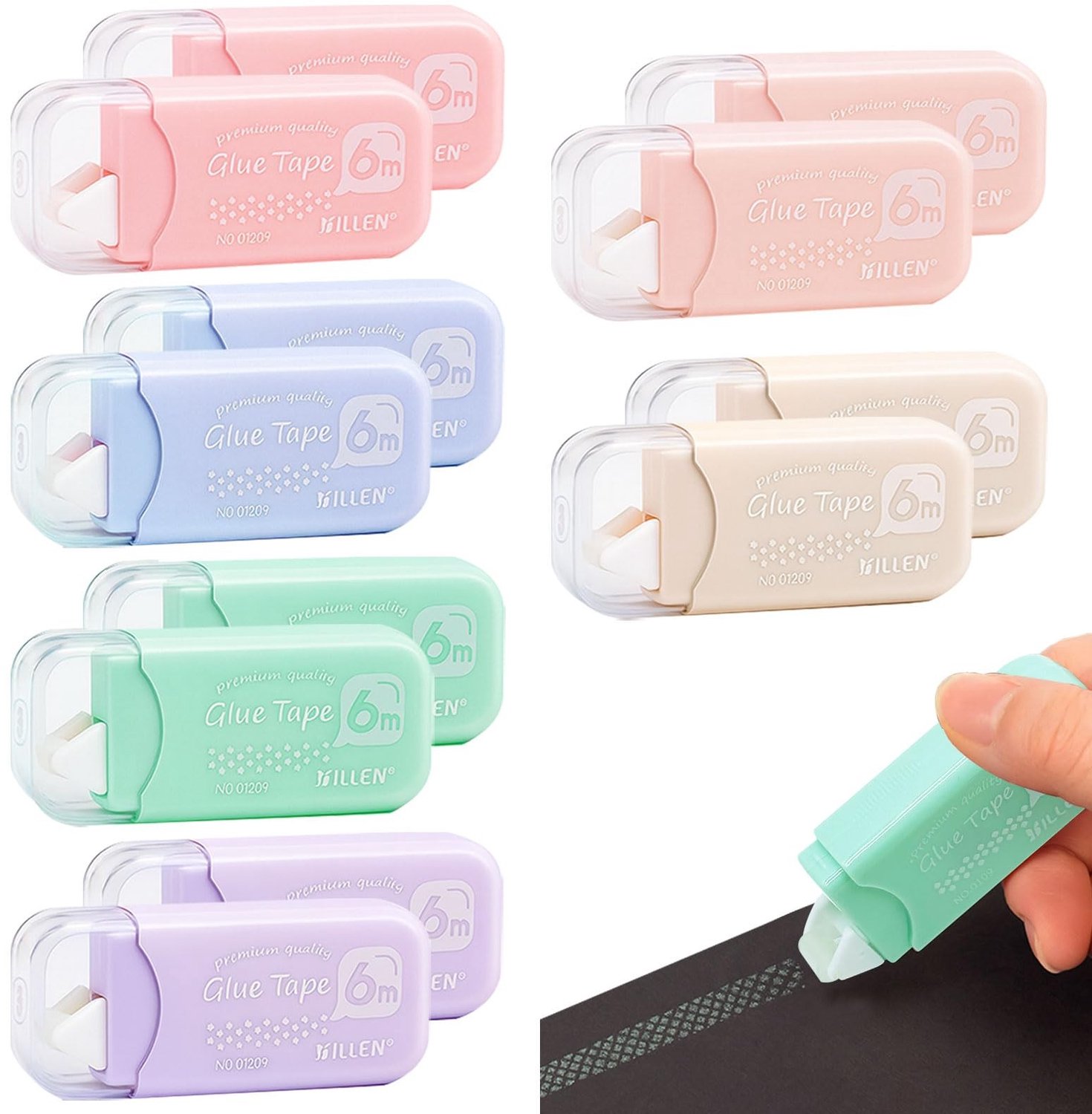 Set van 12 Dubbelzijdige Plakrollers - Perfect voor School en Creativiteit
