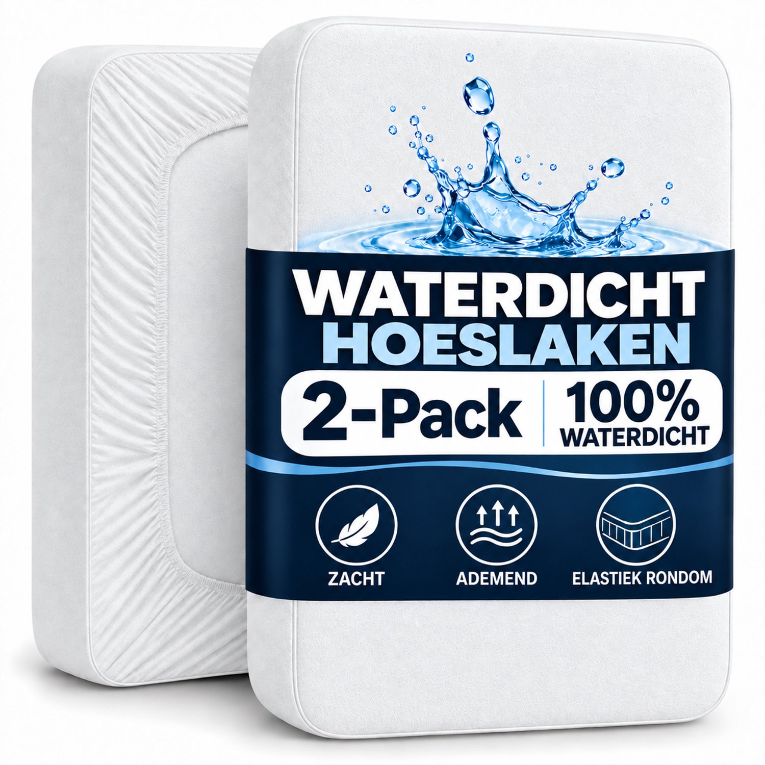 2-delige Set Matrasbeschermers 90x200, 120x200, 140x200, 160x200, 180x200 of 200x200 cm