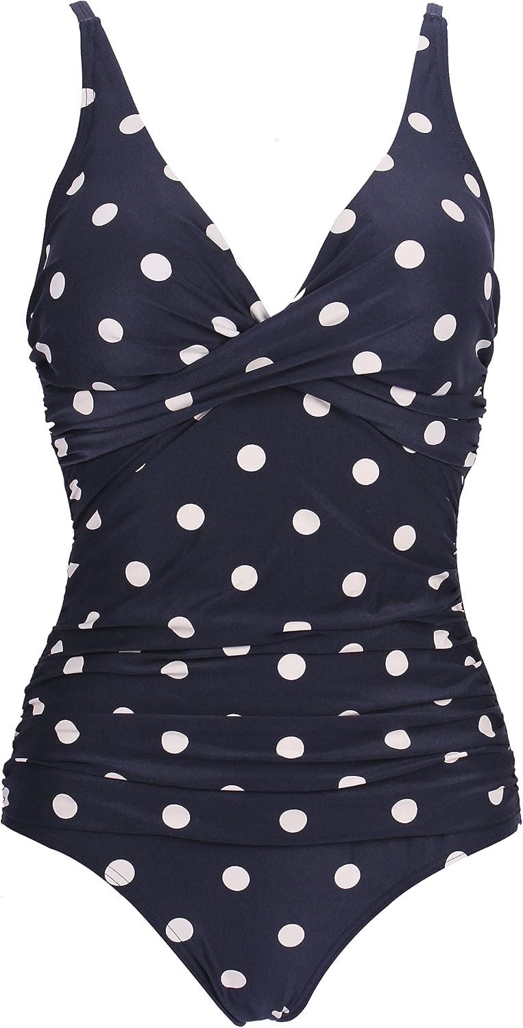 Badpak voor dames, eendelig, met V-hals en hoge taille, buikcontrole, push-up, zwempak, badmode