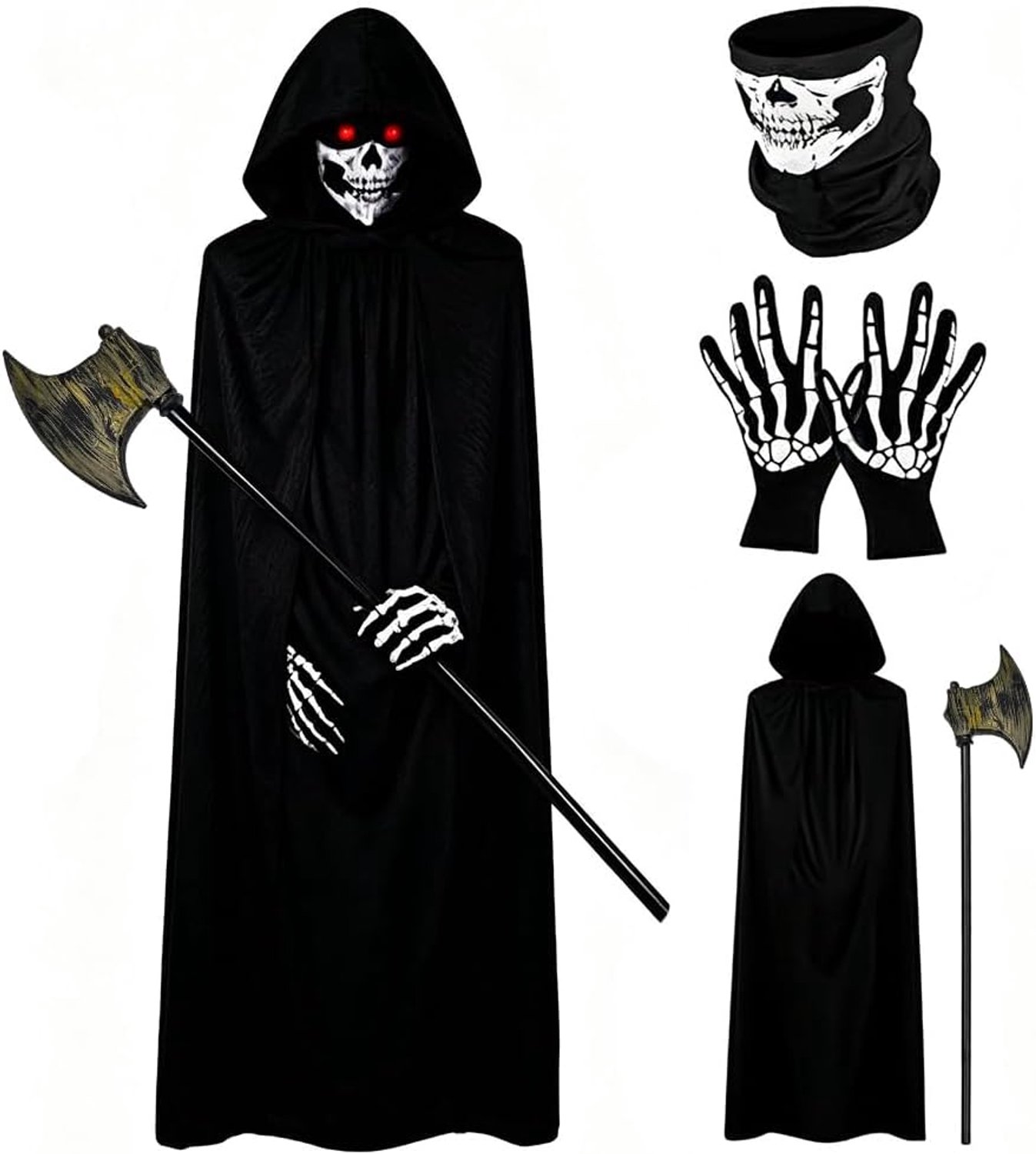 Kostuum, Grim Reaper mantel cosplay outfit met handschoenen
