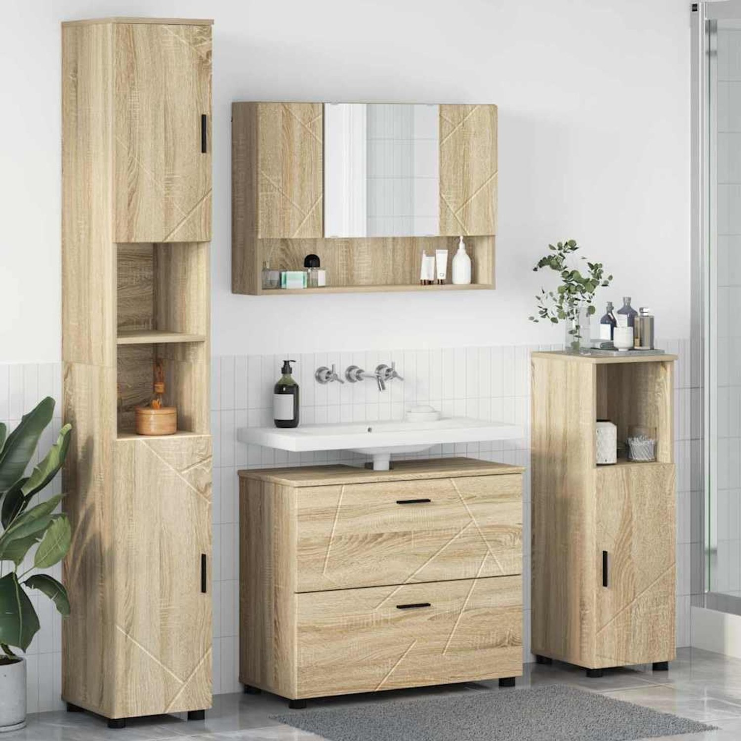 Badkamermeubelset 4 STK. Sonoma eiken 35 x 30 x 192 cm