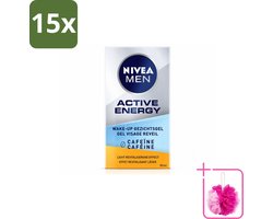 15 x NIVEA MEN - Active Energy - Wake-up Gezichtsgel met Cafeïne - 50 ml - Bulkverpakking - Cafeïne - Douchemop - Energie
