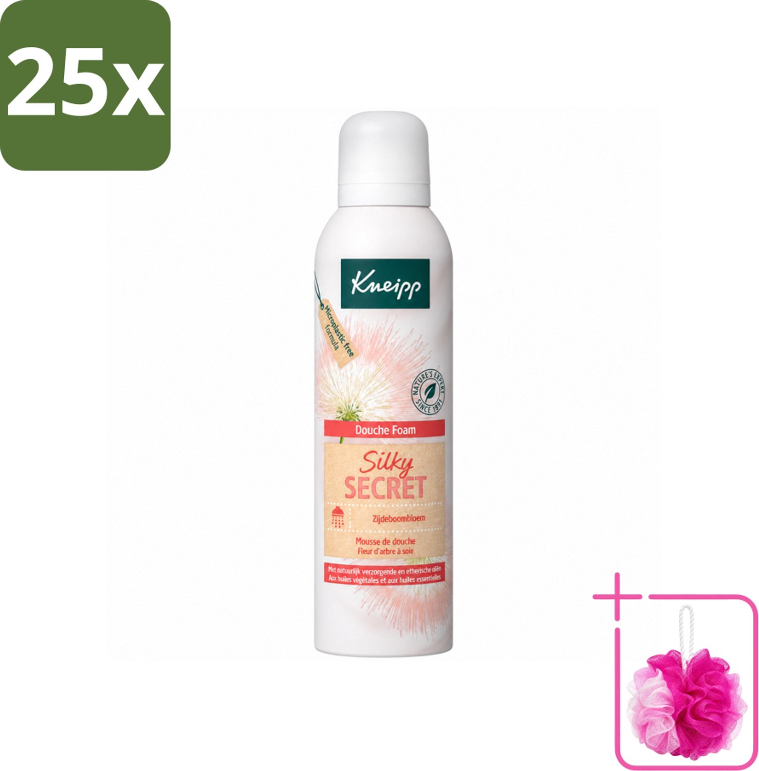 25 x Kneipp - Douche schuim - Silky Secret - Zijdeboombloesem - 200 ml - Bulkverpakking - Douche foam - Douchemop - Zijde