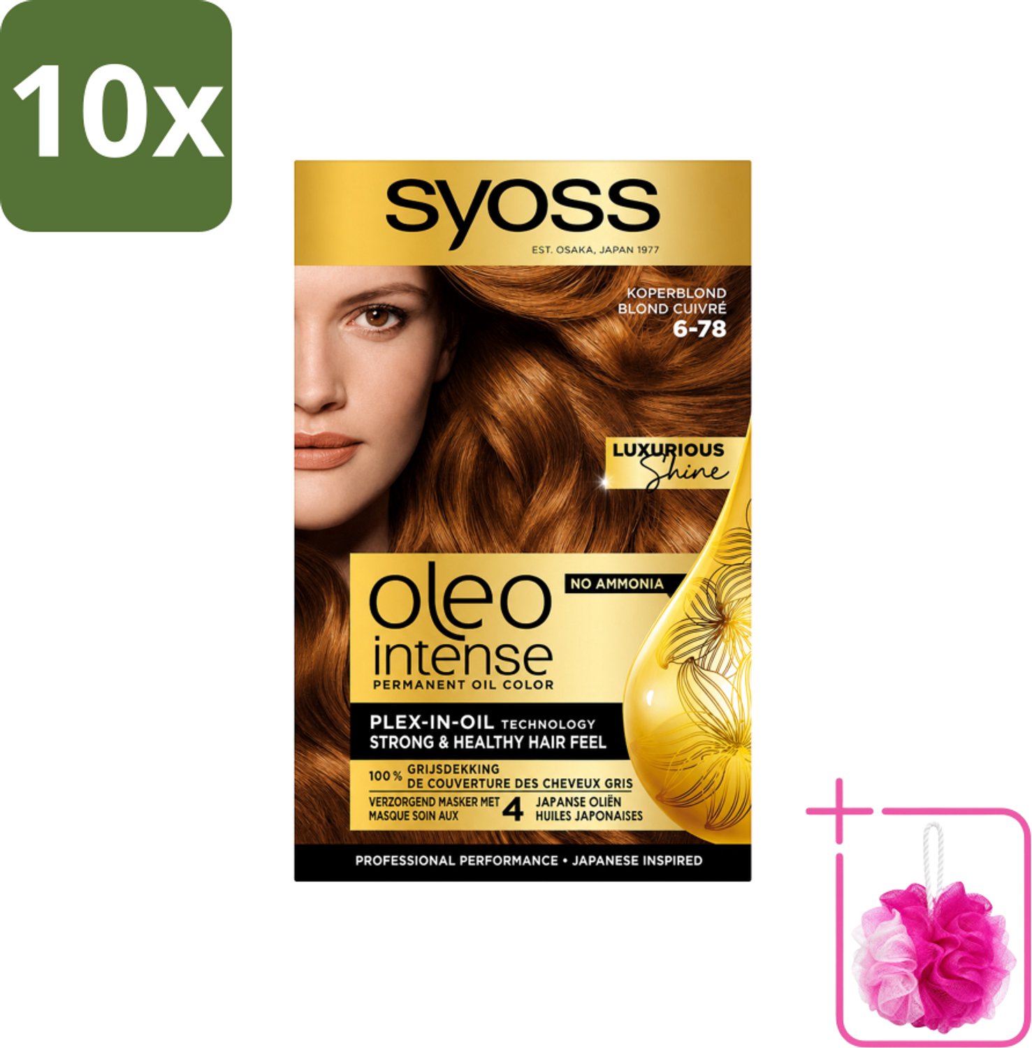 10 x SYOSS - Oleo Intense 6-78 - Haarverf - Permanente Haarkleuring - Koperblond - Langdurige Kleur - Bulkverpakking - Haarkleuring - Douchemop - Koperblond