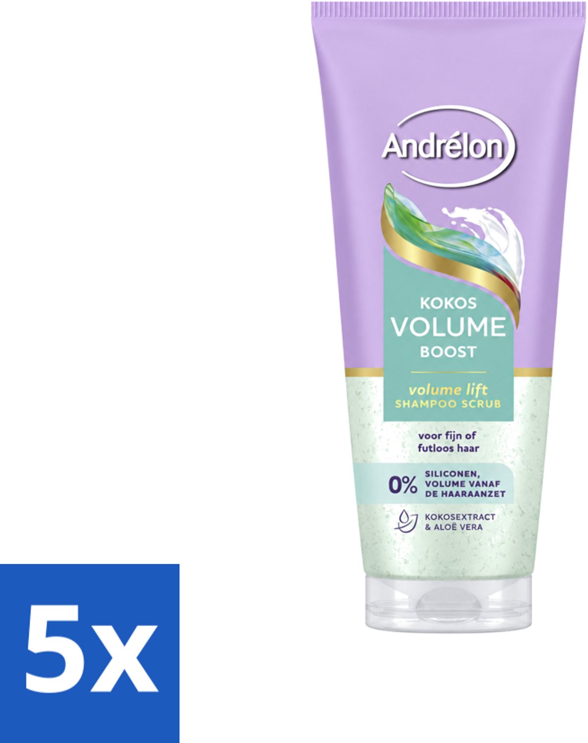 5 x Andrélon – Shampoo Scrub – Kokos Volume Boost – 200 ml - Voordeelverpakking - 5 stuks