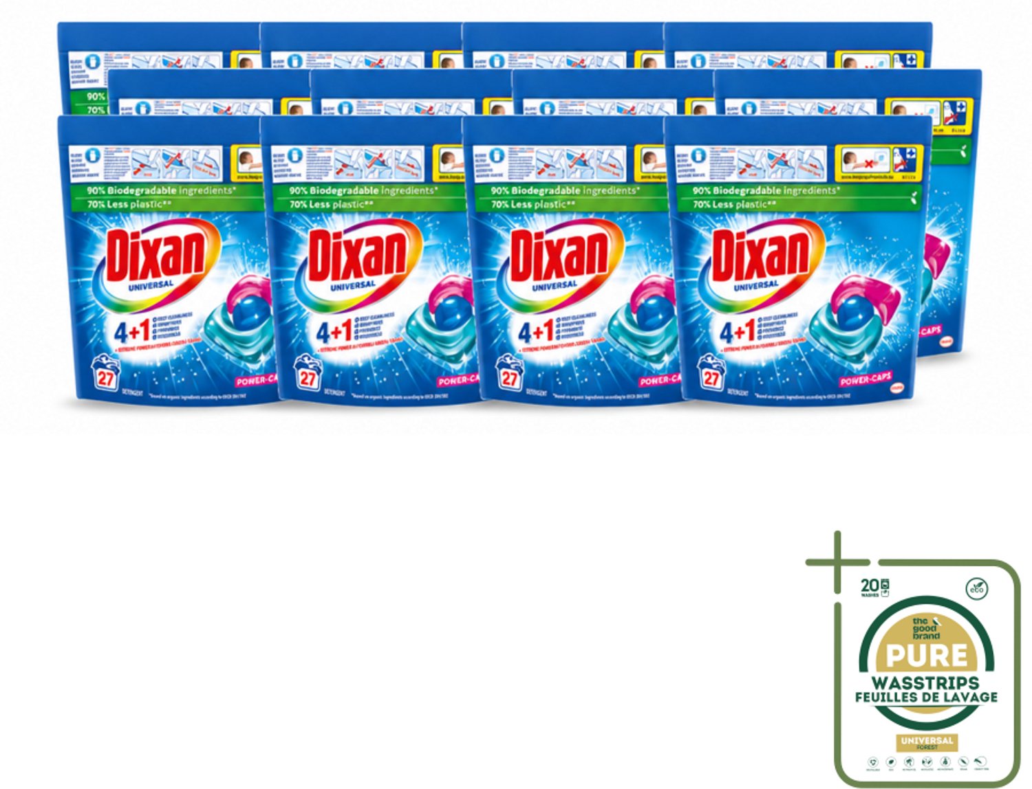 12 x Dixan - Wasmiddelcapsules - Universeel - 27 wasbeurten - Wasstrips - Wasmiddelcapsules - Wascapsules - Wasmiddel - Wasmiddel Voor Wasmachine - Wasmiddel Universeel