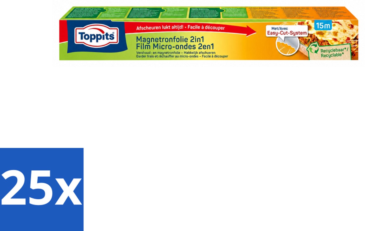 25 x Toppits – Magnetronfolie 2-in-1 – 15 m - Voordeelverpakking - 25 stuks
