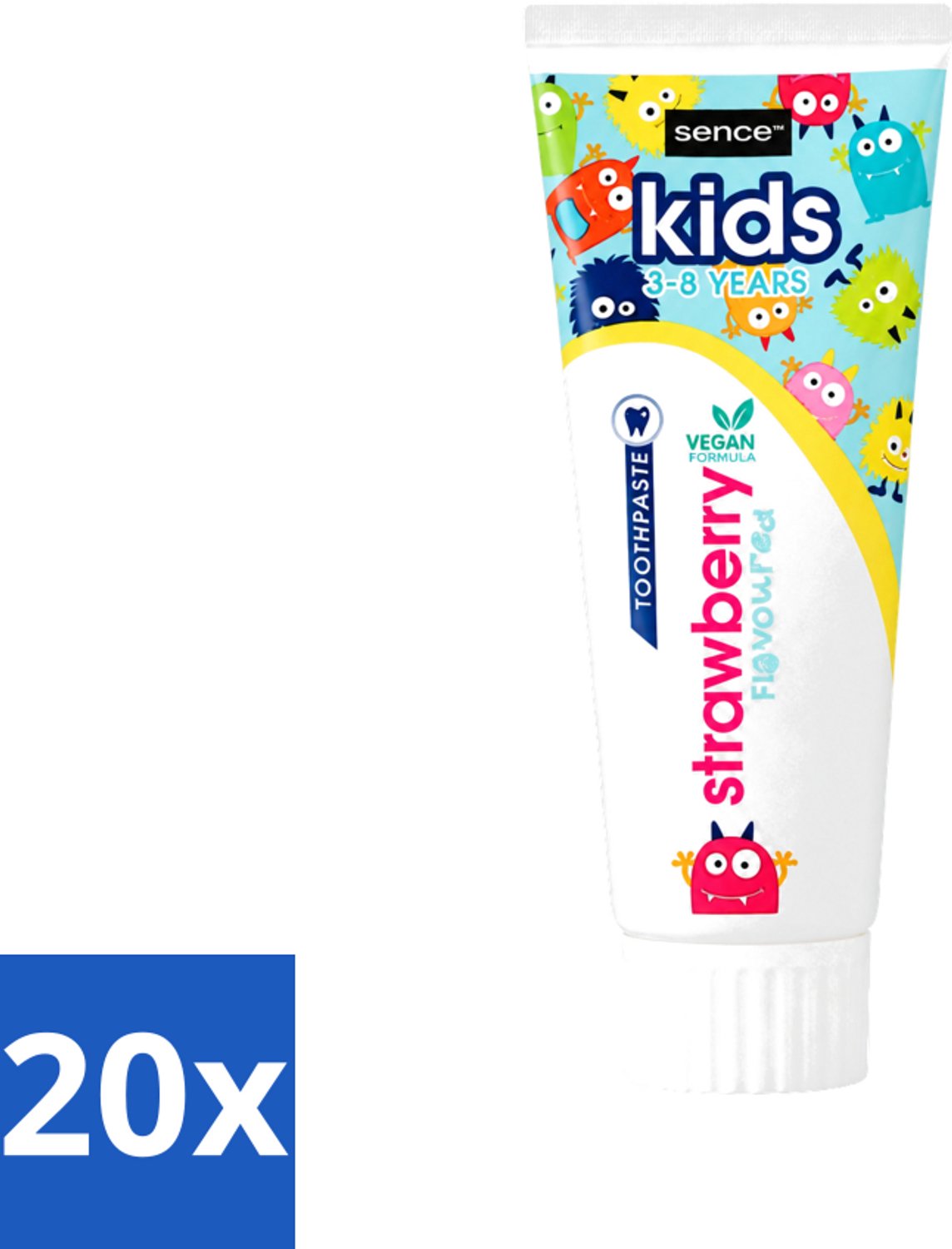 20 x Sence - Kids 3-8 Jaar - Tandpasta - Aardbei Smaak - Vegan - 75 ml - Voordeelverpakking - 20 stuks