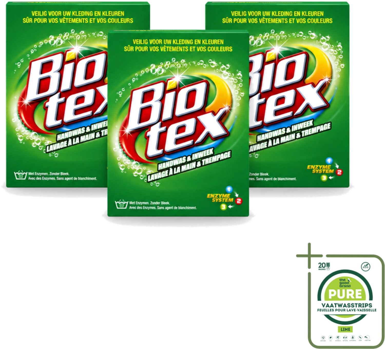 3 x Biotex - Waspoeder - Handwas & Inweek - Actieve Biologische Enzymen - 720 g - Grootverpakking - Vaatwasstrips - Handwas - Inweek Waspoeder - Biologisch Wasmiddel - Enzymen - Vuil Verwijderen